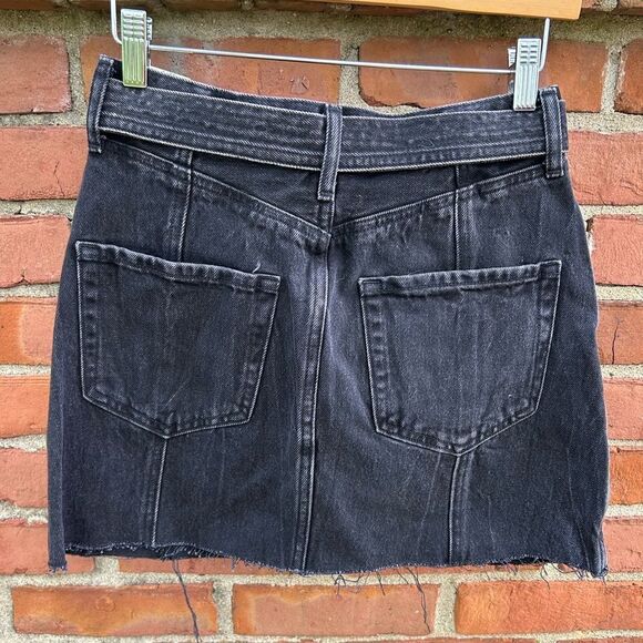 Abercrombie & Fitch Natural Waist Black Jean Belted Mini Skirt - Picture 5 of 8